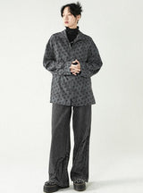 'Butterfly Shadows' Batwing Sleeve Stand Collar Zipper Shirt