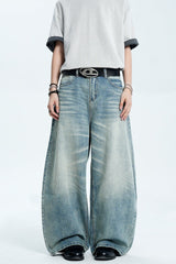 Washed Whisker Blue Jeans