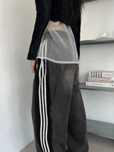 2WAYレースワイドデニムトレーニングバンディングロングパンツ (2 colors)