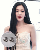 [Aespa Winter Earrings] ハートクリスタルアンドリボンピアス-シルバー