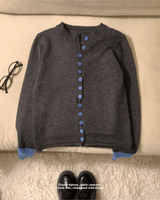 Page Unbalanced Button Color Block 長袖ニットカーディガン (3 Colors)