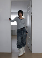 DOUBLE POCKET WIDE DENIM