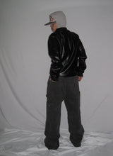 Leather Jersey Zip-Up Jacket