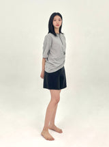  3RD REORDER HIP POCKET EMBROIDERY BLACK DENIM SHORTS LONG VERSION code 25106
