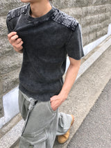 ファイナー ショルダーパネル ウォッシュド ショートスリーブ Tシャツ 3C