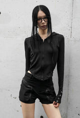 26FW★ SHADOW BUTTON HOODED ZIP-UP