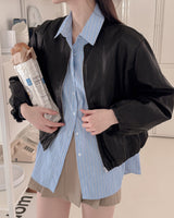 Sando no collar leather jumper