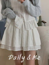 Back banding cotton cancan skirt(2color)