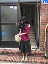 Hitch Flare Nylon Banding Midi Skirt