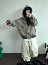 ミンクフリース🐑ビッグコーデュロイパッチバルーンパンツ❤🤍🖤🤎4カラー