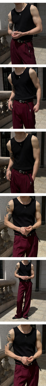 [S/S] High ribbed logo sleeveless(6color)