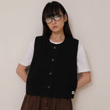 Black Tweed Button Vest