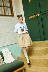 ベージュパピーホワイト半袖tシャツ