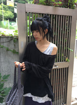 Oshion Side-Slit Twist Dot Layered Sleeveless