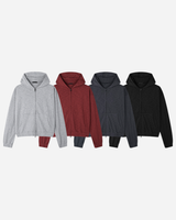Roving Slub Cropped Hooded Zip-up