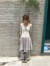 mile button layered skirt