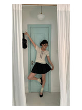 ribbon frill sweet short-sleeved knitwear