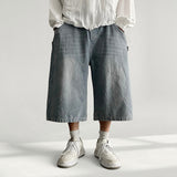 Ake waistband side snap denim Bermuda pants (3 colors)