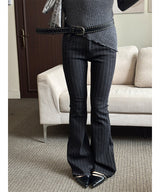 Stripe boots cut pants