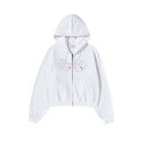 25FW WOMAN プリンセスフォントクロップフーディージップアップ ホワイト