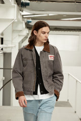 CORDUROY POINT WORK JACKET - DARK BROWN