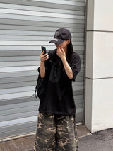 hip patch camo bermuda pants