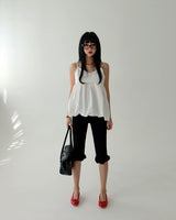 Frill Half-length Ribbed Leggings Pants