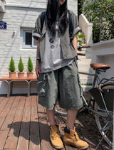 カントリーピンチェックセミクロップ半袖シャツ