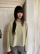 ヘンカンボーダーカラーラウンド長袖Tシャツ