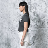 クロップドアーチロゴTシャツ (GRAY)