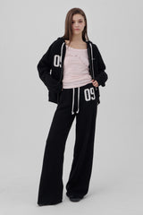 09 Numbering straight pants, Black