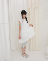 COUNTRY FLARE LINEN DRESS / WHITE