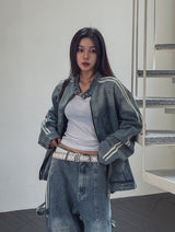 Wings Track Gradient Pinch Denim Jacket