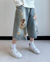 Level-Distressed Bermuda Denim Shorts