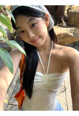 pouch halter strap shirring tube top