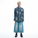 Washed Painted Check Shirt - NAVY