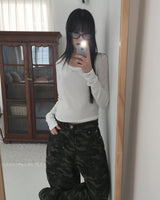 CooitスタッドUネック長袖Tシャツ