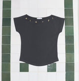 SHELL CAP SLEEVE T (CHARCOAL)
