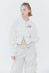 SARA SHIRRING JUMPER white