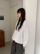 Kentit Stripe Shirring Button Blouse