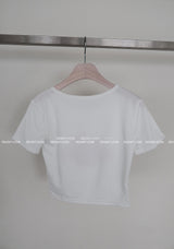 フラワープリントクロップド半袖Tシャツ
