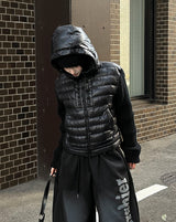 Black tech knit padding jacket
