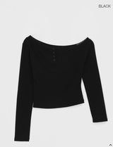 [MADE] Delfina Burton Unbalanced Off-Shoulder Long Sleeve T-shirt