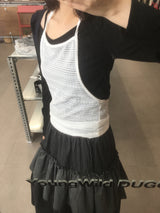 スリットシアーホルターネックスリーブレストップ (3color)