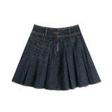 Elodie Pocket Pleats Denim Skirt