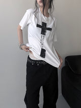 cross lettering crack T (3color)