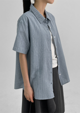 [MADE] Robyou Loose Fit Striped Short Sleeve Shirt