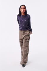 GARMENT-DYED DISTRESSED BELT LOOP POCKET CROSS PLEAT COLOR-TOOTH ZIPPER DRAWSTRING CARGO PANTS