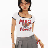 PEACE クロップtシャツ