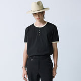 henley neck concho ringer t-shirt black